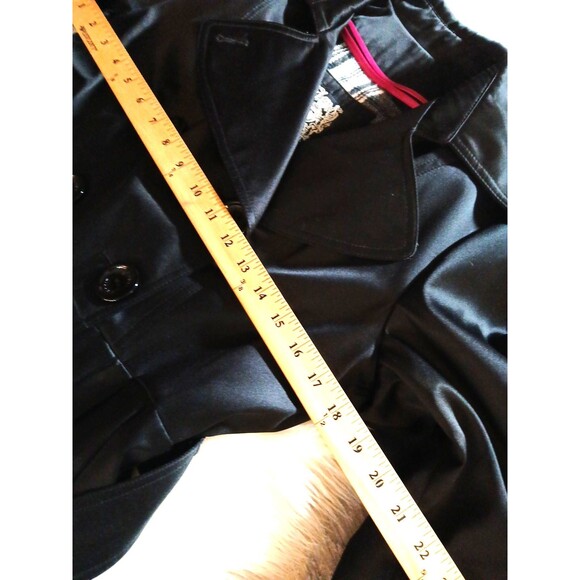 ESPRIT Women Size M Black Belted Pea Coat Wool Blend Interior Large Logo Buttons - Picture 12 of 16